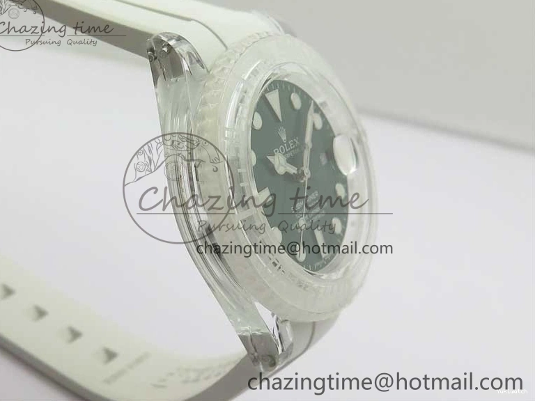 Dial Strap White Green Submariner on VR3135 3AF Transparent Best Phantomlab Edition Rubber 0217